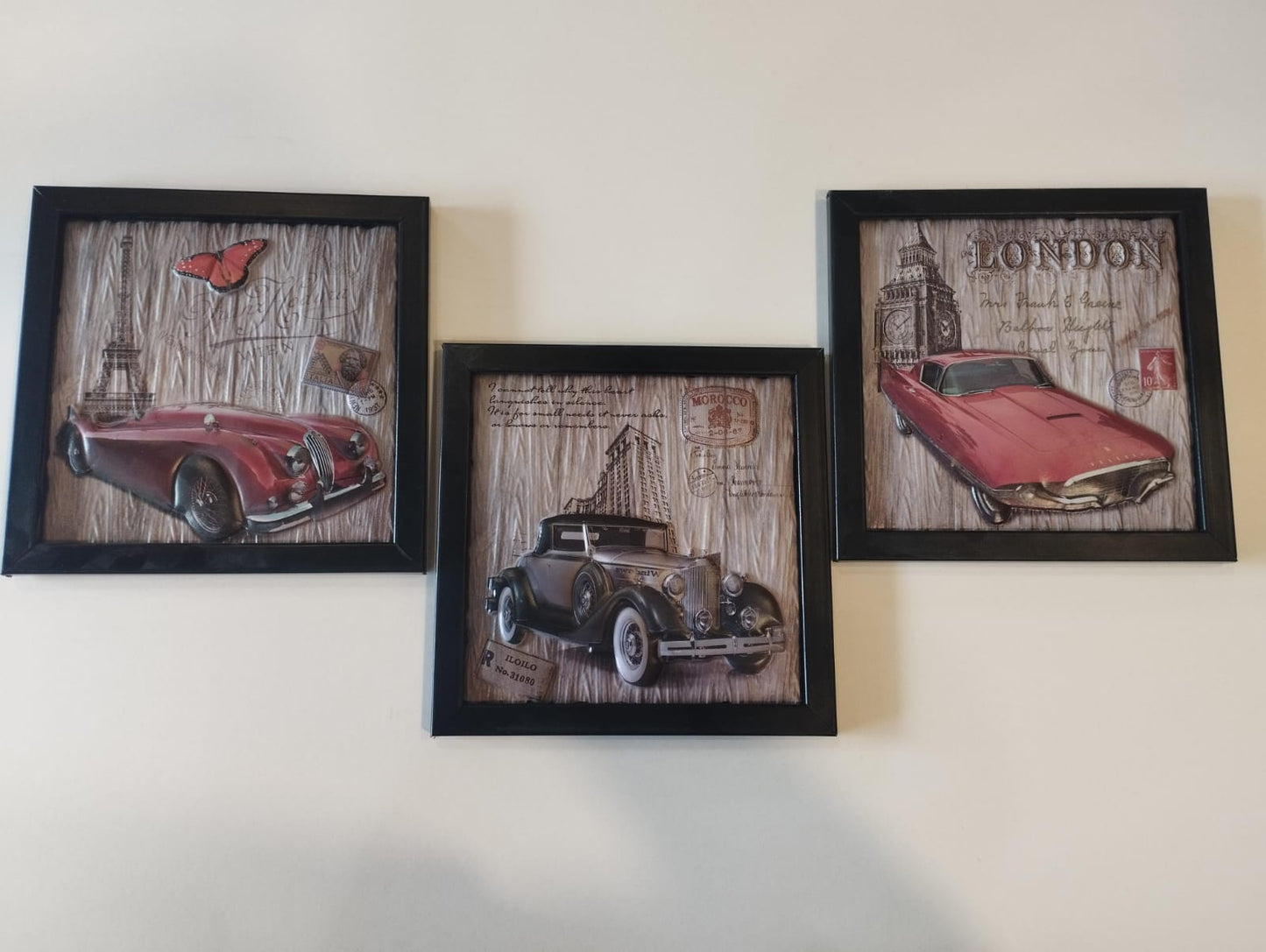 Route 66 Vintage Motorcycle Wall Art – 3 Piece Set