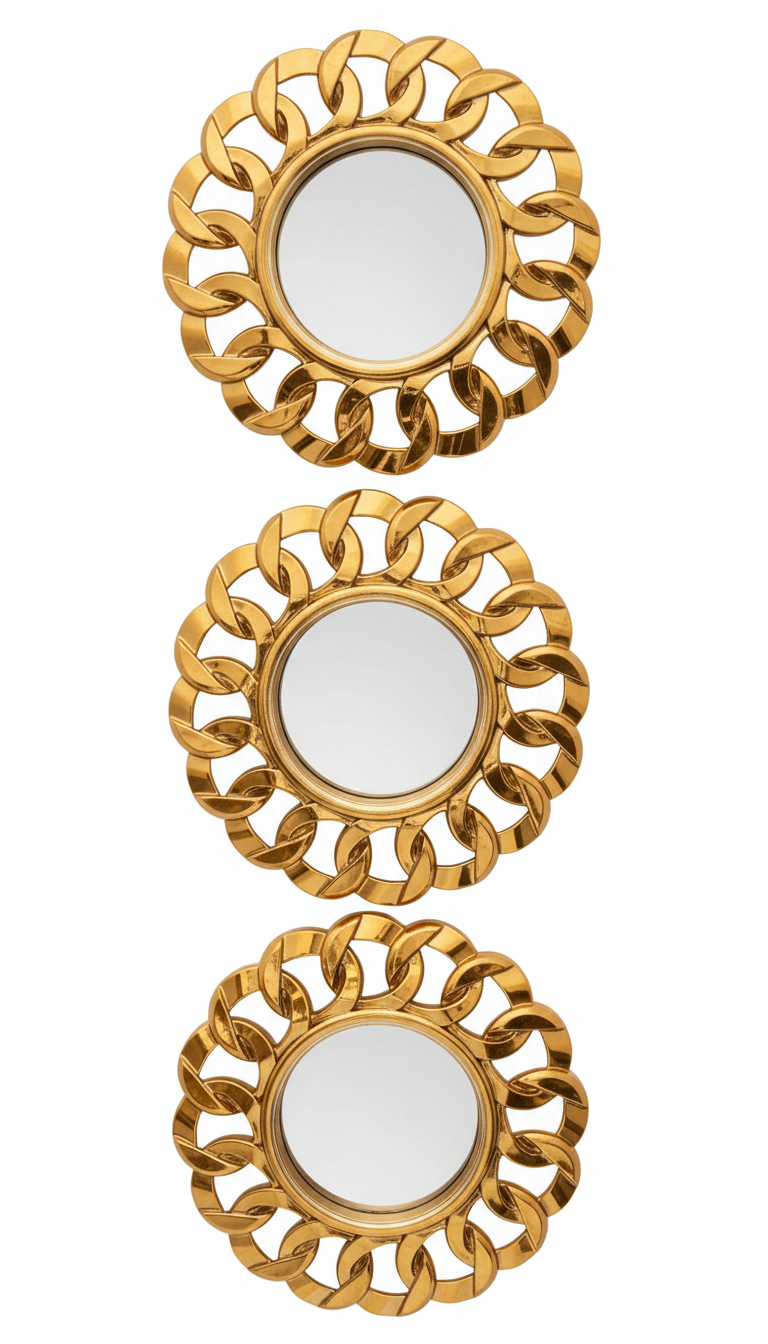Versailles Chain Link Round Wall Mirror (Set of 3)