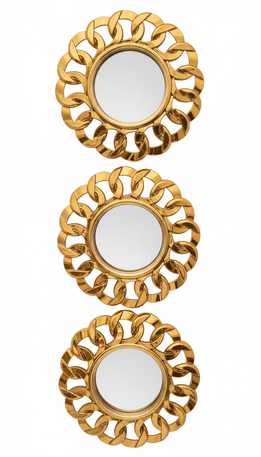 Versailles Chain Link Round Wall Mirror (Set of 3)
