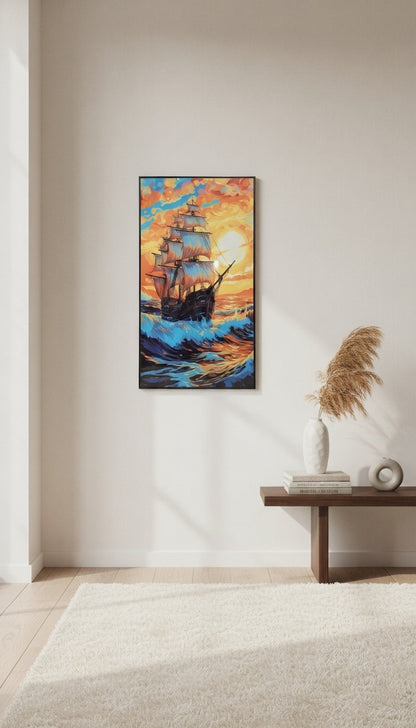 Crimson Voyage: The High Seas Sunset