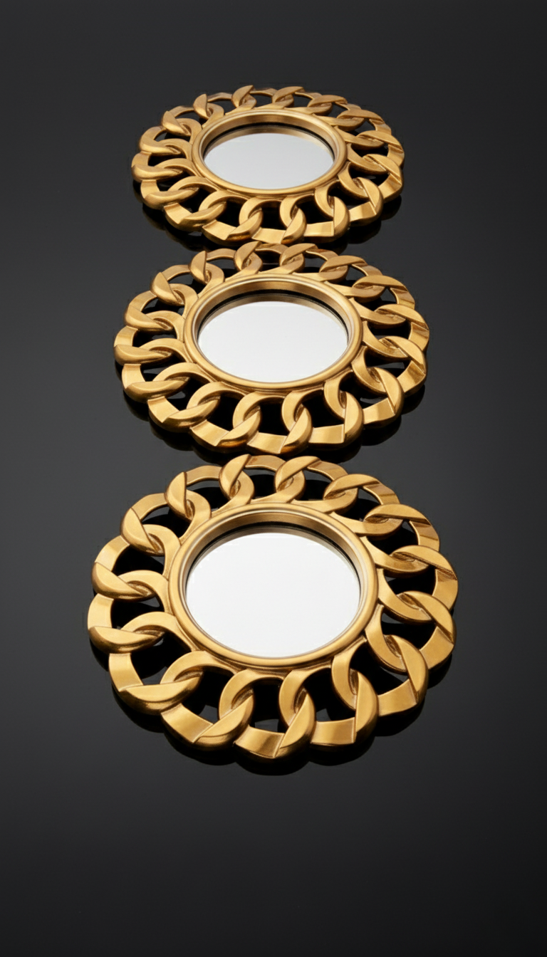 Versailles Chain Link Round Wall Mirror (Set of 3)