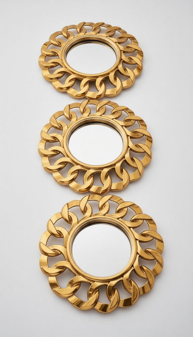 Versailles Chain Link Round Wall Mirror (Set of 3)