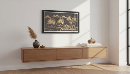 Golden Filigree Art - Tropical Harbor